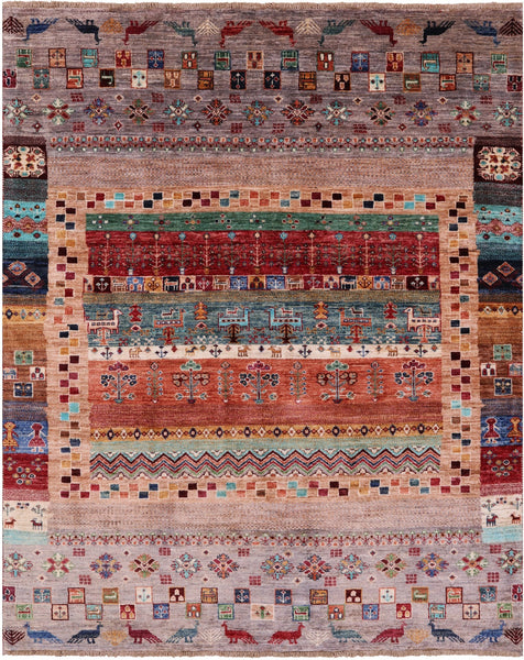 Tribal Persian Gabbeh Hand Knotted Wool Rug - 5' 1" X 6' 6" - Golden Nile