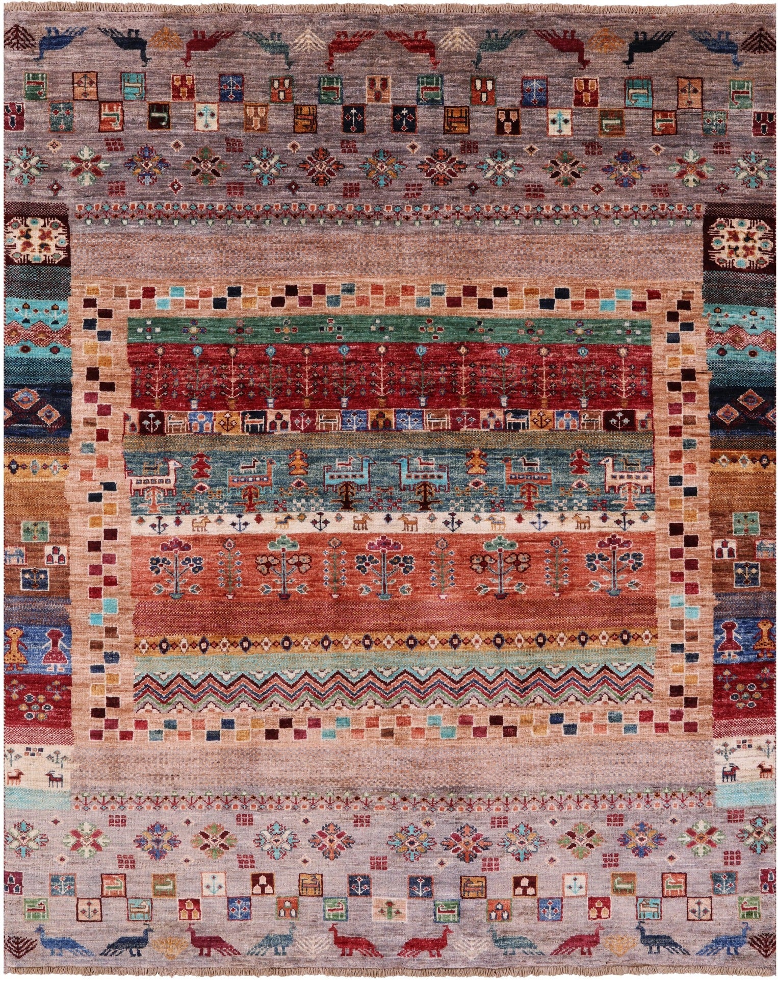 Tribal Persian Gabbeh Hand Knotted Wool Rug - 5' 1" X 6' 6" - Golden Nile