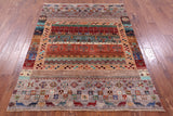 Tribal Persian Gabbeh Hand Knotted Wool Rug - 5' 1" X 6' 6" - Golden Nile