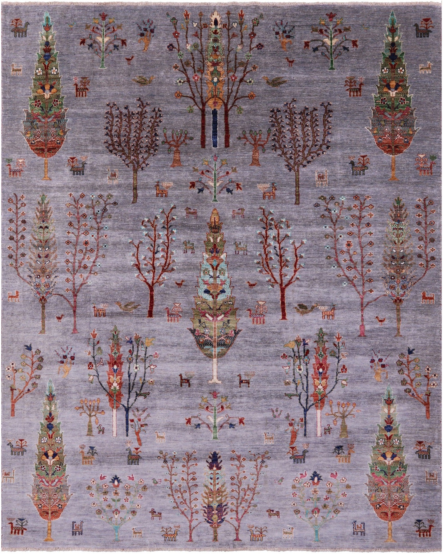 Grey Tribal Persian Gabbeh Hand Knotted Wool Rug - 7' 11" X 9' 10" - Golden Nile