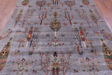 Grey Tribal Persian Gabbeh Hand Knotted Wool Rug - 7' 11" X 9' 10" - Golden Nile