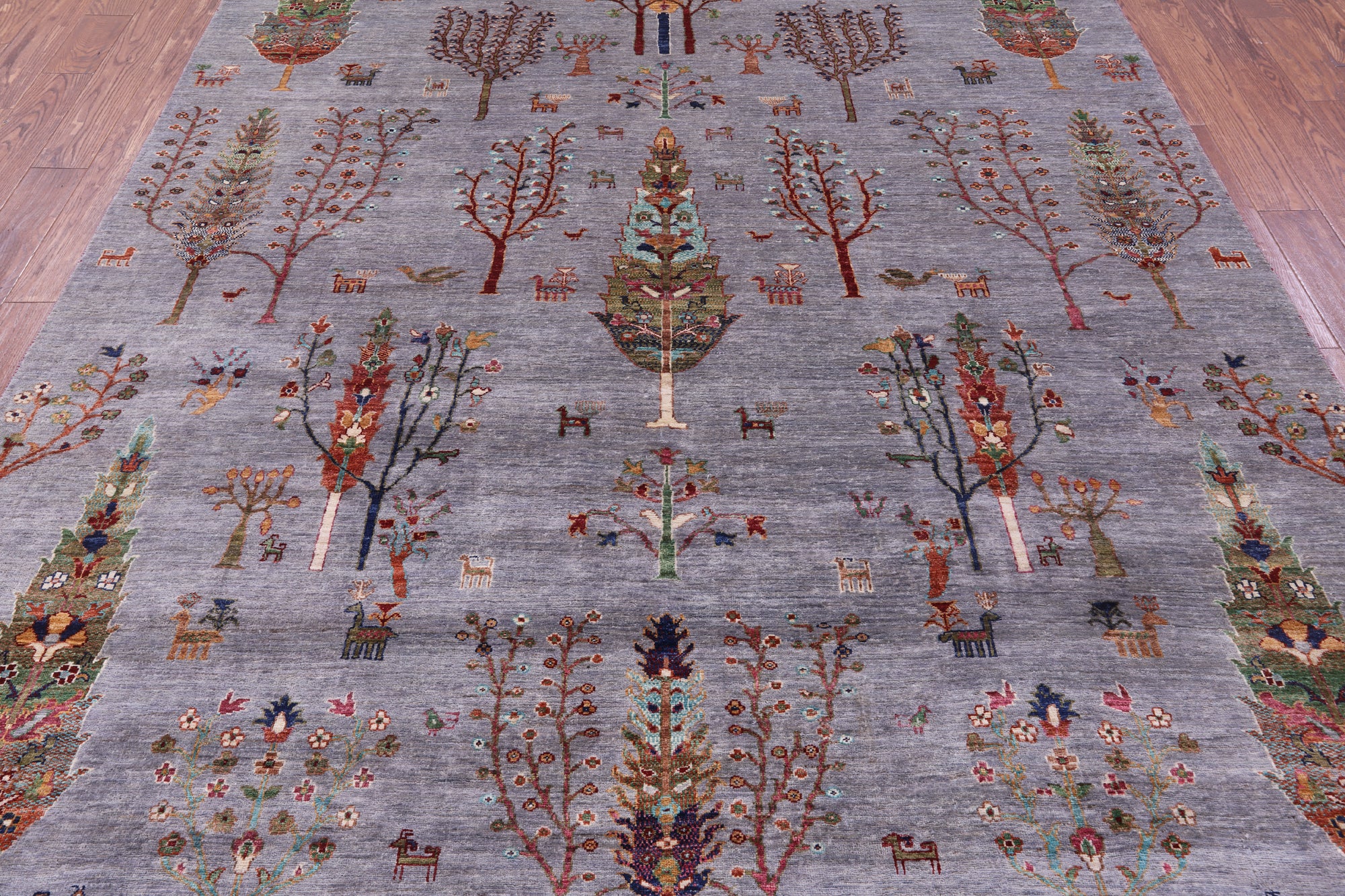 Grey Tribal Persian Gabbeh Hand Knotted Wool Rug - 7' 11" X 9' 10" - Golden Nile
