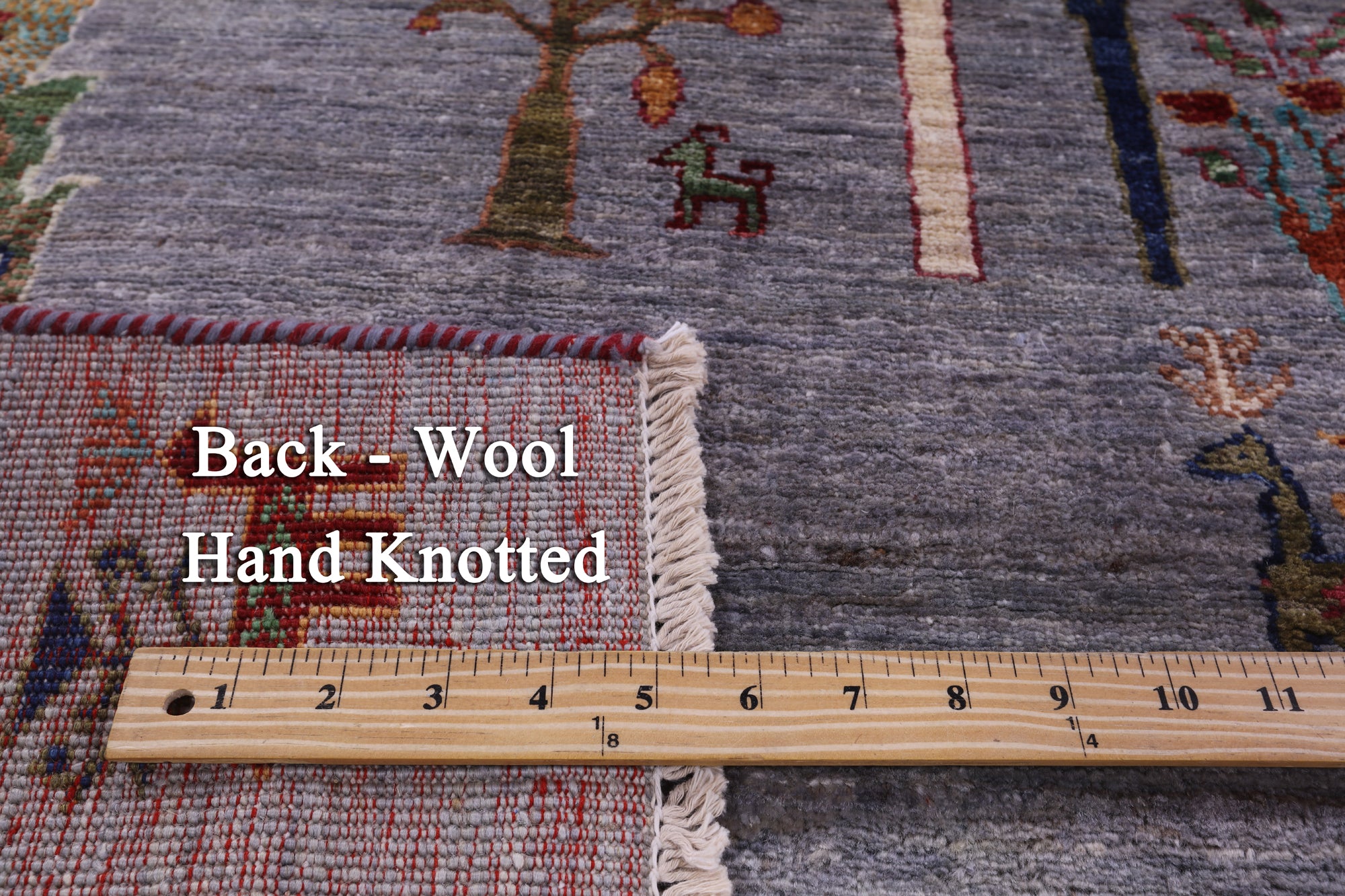 Grey Tribal Persian Gabbeh Hand Knotted Wool Rug - 7' 11" X 9' 10" - Golden Nile