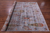 Grey Tribal Persian Gabbeh Hand Knotted Wool Rug - 7' 11" X 9' 10" - Golden Nile