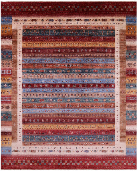 Persian Gabbeh Tribal Hand Knotted Wool Rug - 8' 0" X 10' 0" - Golden Nile