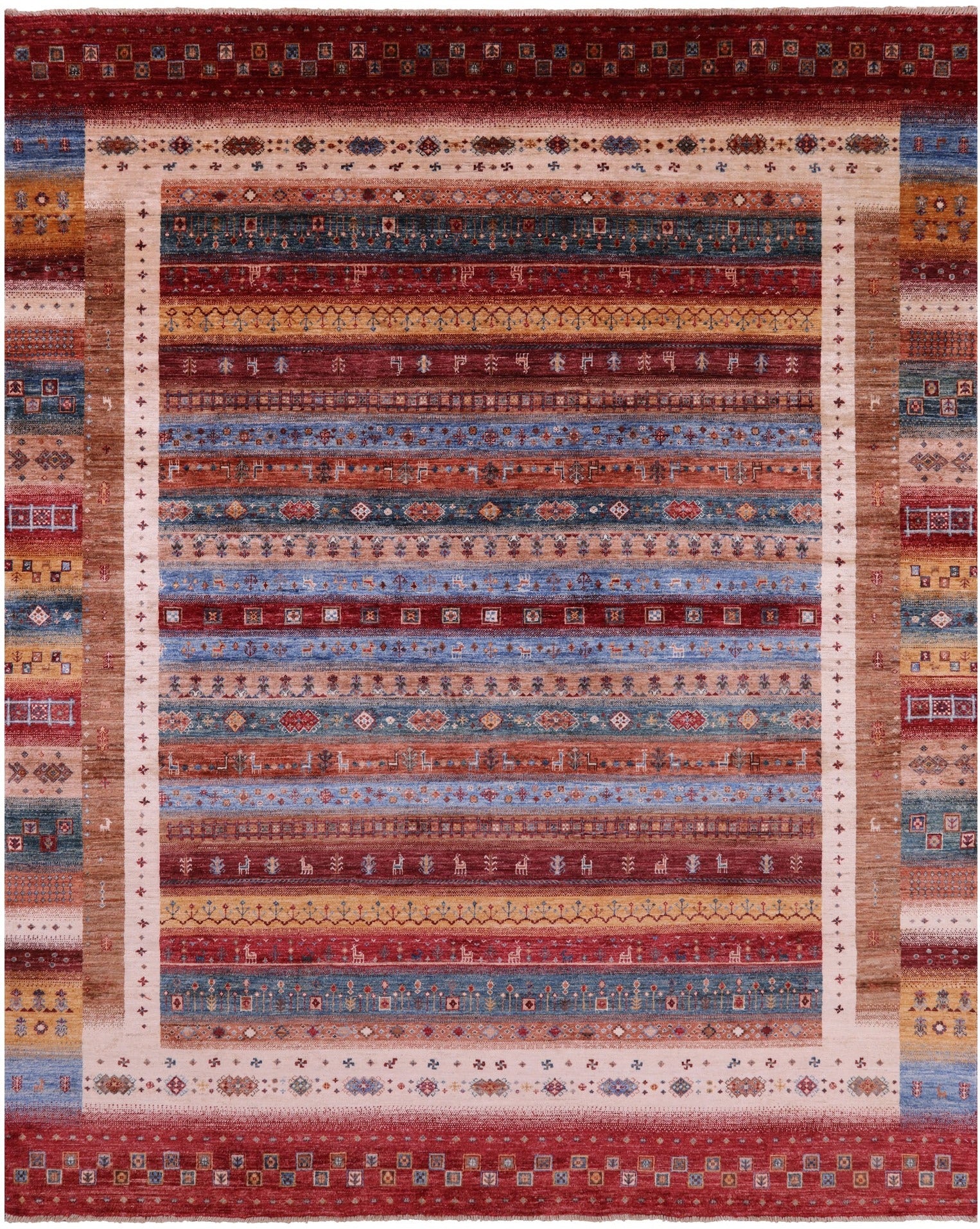 Persian Gabbeh Tribal Hand Knotted Wool Rug - 8' 0" X 10' 0" - Golden Nile