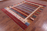 Persian Gabbeh Tribal Hand Knotted Wool Rug - 8' 0" X 10' 0" - Golden Nile