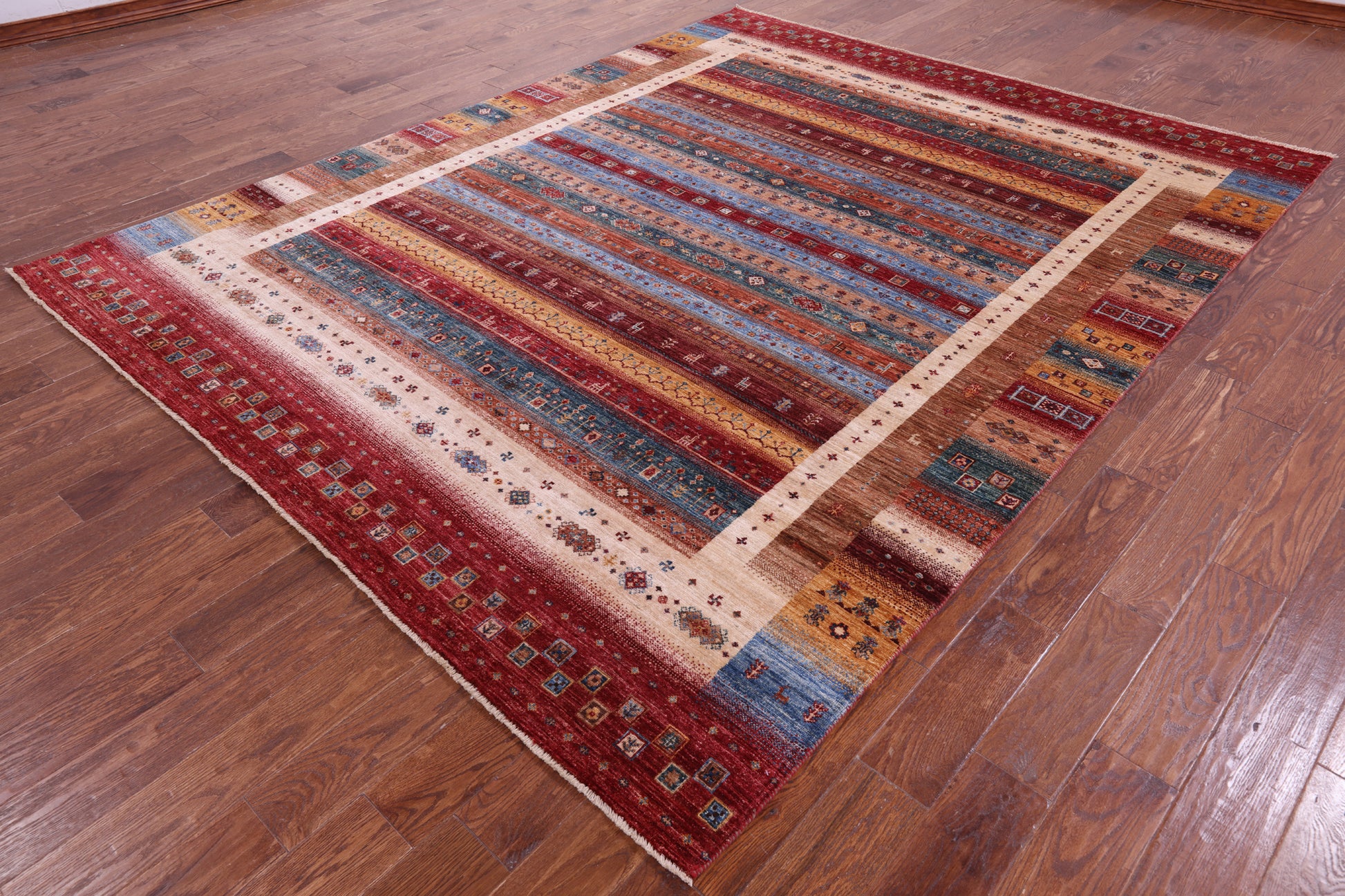 Persian Gabbeh Tribal Hand Knotted Wool Rug - 8' 0" X 10' 0" - Golden Nile