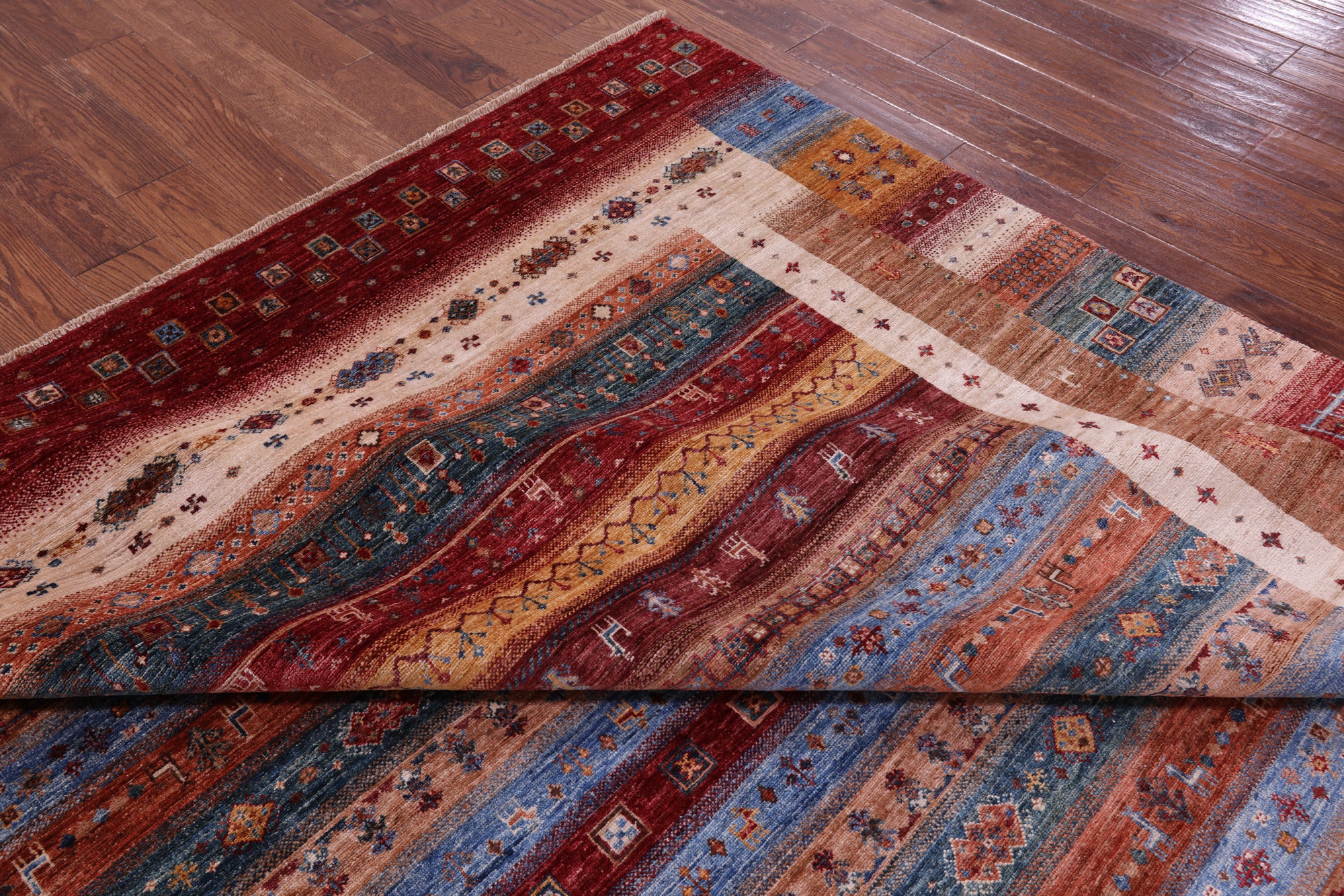 Persian Gabbeh Tribal Hand Knotted Wool Rug - 8' 0" X 10' 0" - Golden Nile