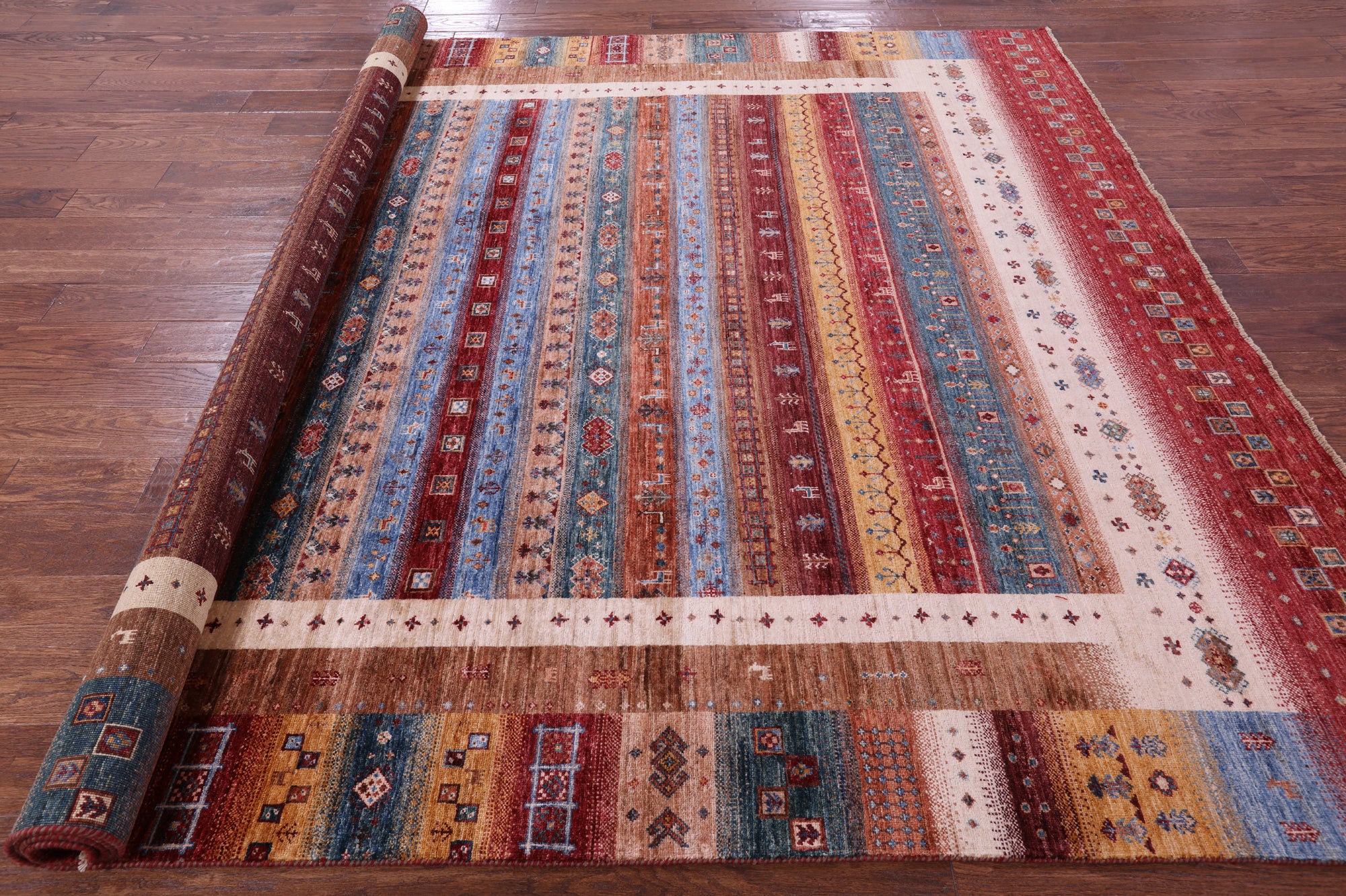 Persian Gabbeh Tribal Hand Knotted Wool Rug - 8' 0" X 10' 0" - Golden Nile