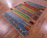 Persian Gabbeh Tribal Hand Knotted Wool Rug - 6' 8" X 9' 7" - Golden Nile