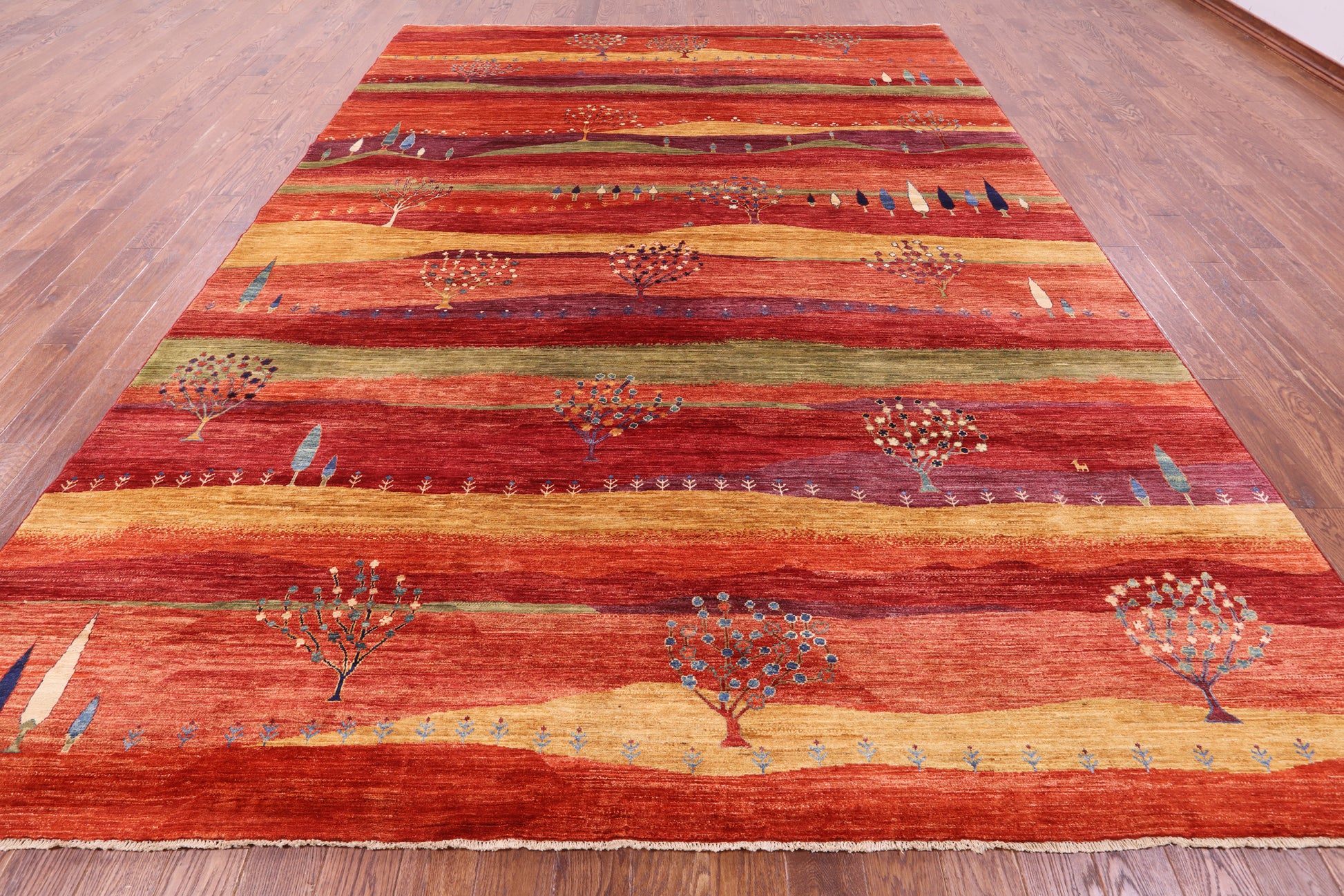 Tribal Persian Gabbeh Hand Knotted Wool Rug - 9' 8" X 13' 5" - Golden Nile