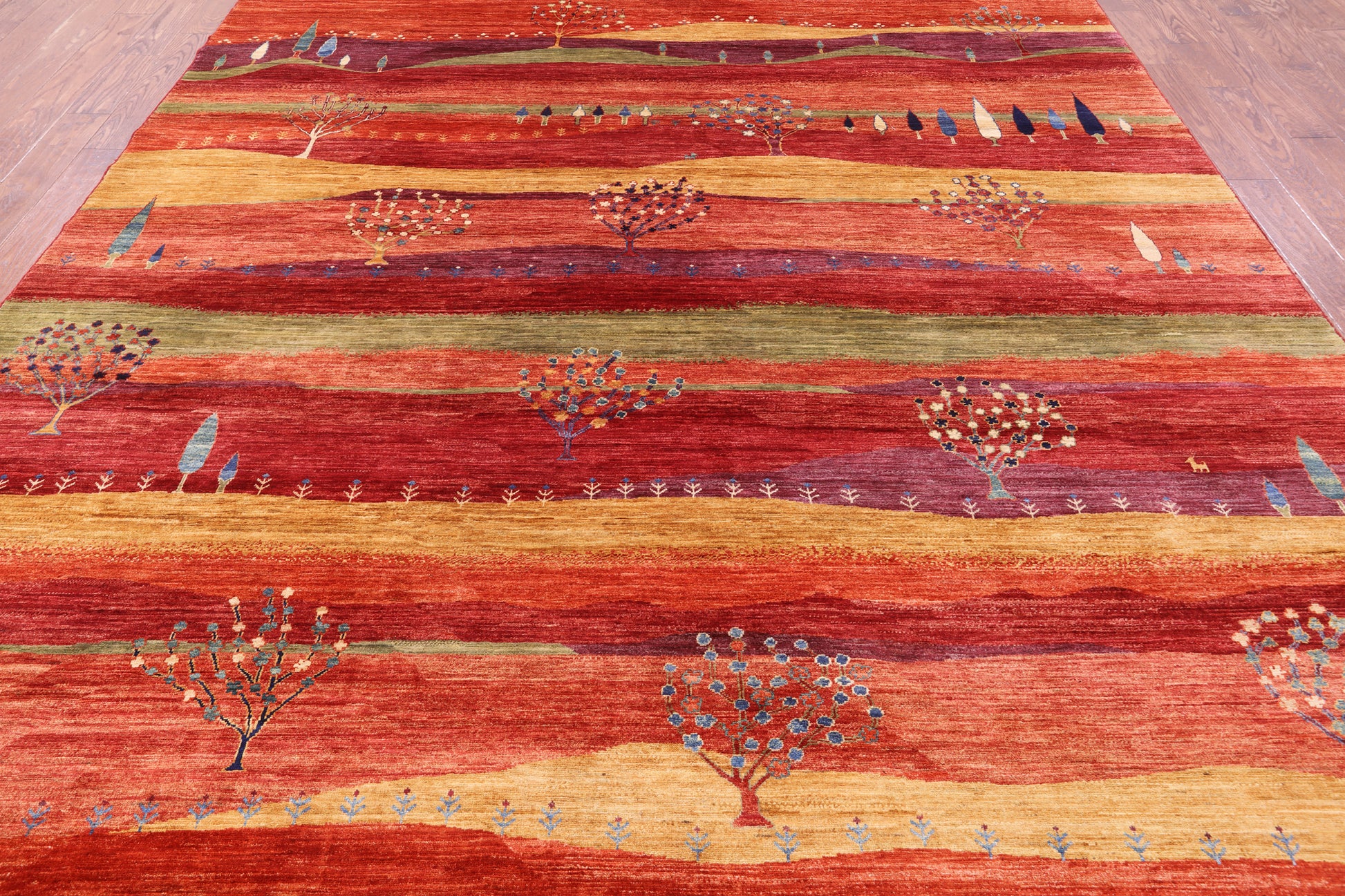 Tribal Persian Gabbeh Hand Knotted Wool Rug - 9' 8" X 13' 5" - Golden Nile
