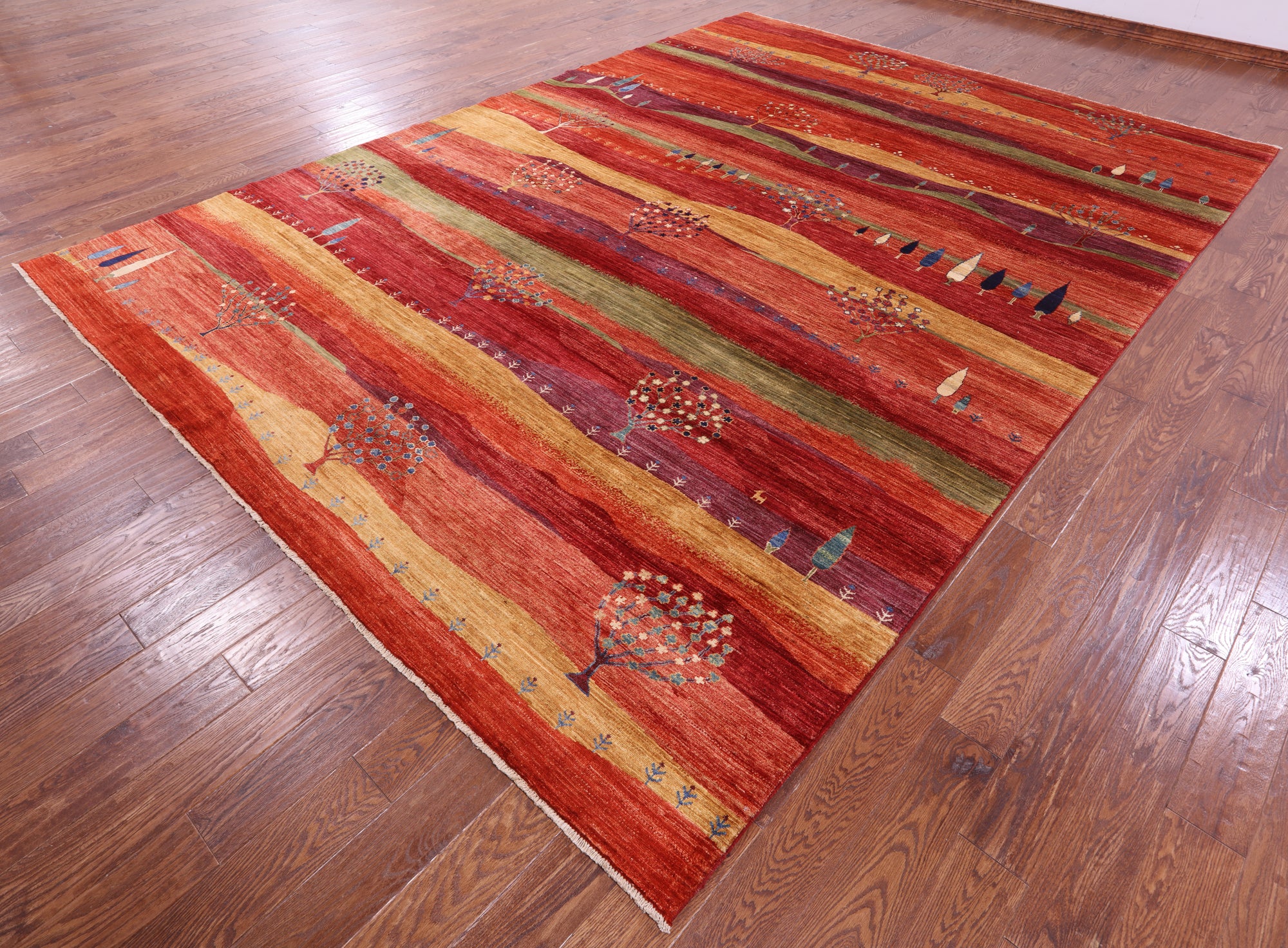 Tribal Persian Gabbeh Hand Knotted Wool Rug - 9' 8" X 13' 5" - Golden Nile