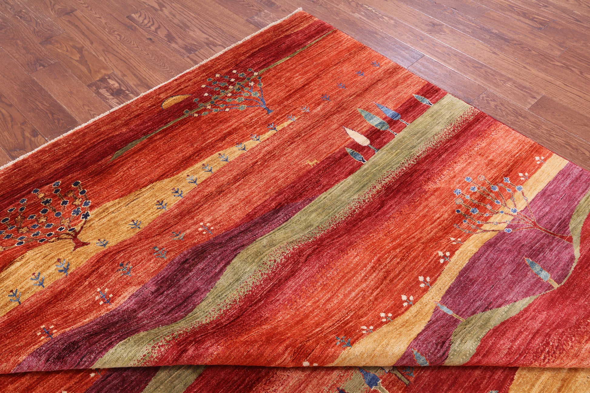 Tribal Persian Gabbeh Hand Knotted Wool Rug - 9' 8" X 13' 5" - Golden Nile