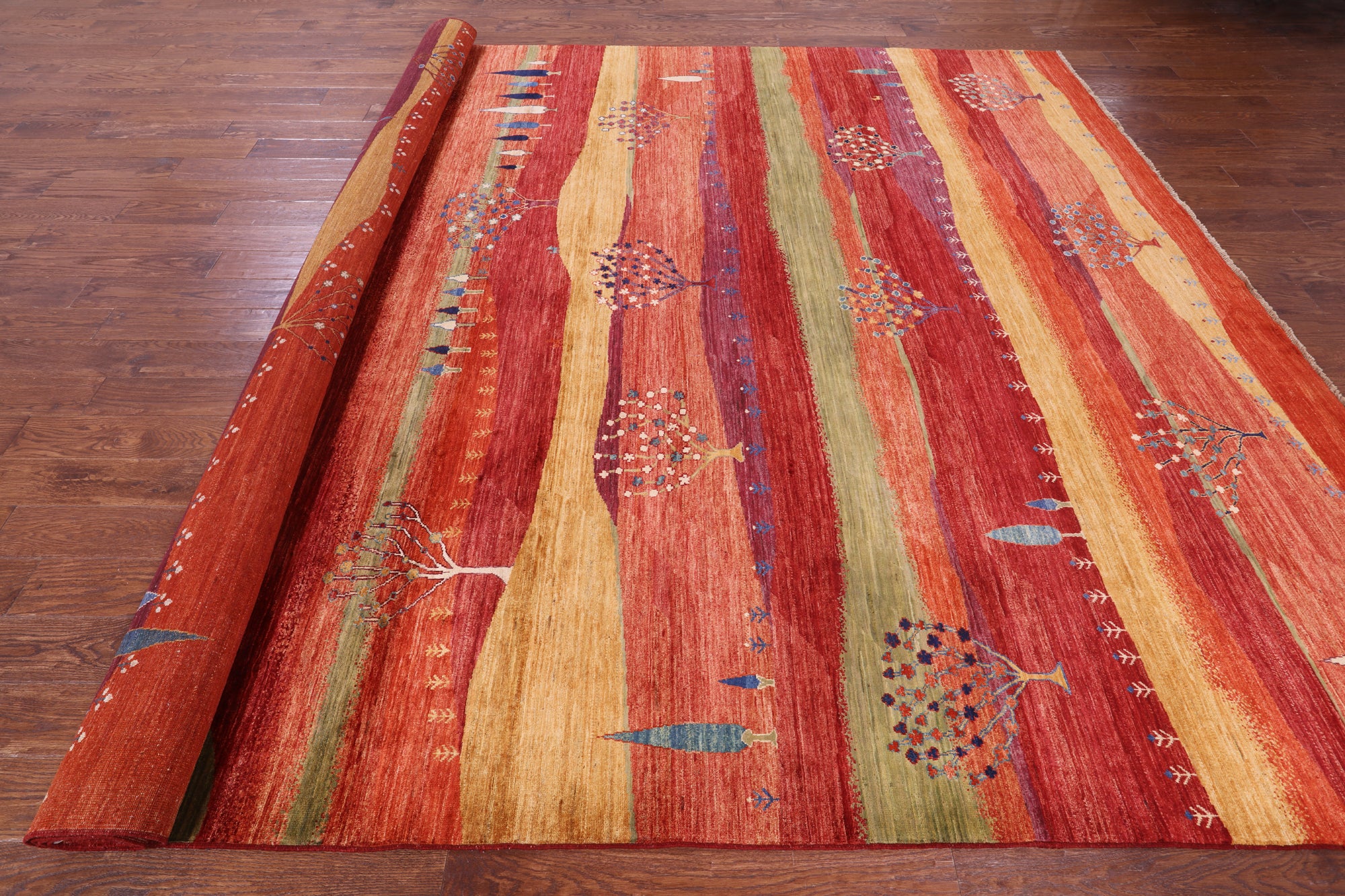 Tribal Persian Gabbeh Hand Knotted Wool Rug - 9' 8" X 13' 5" - Golden Nile