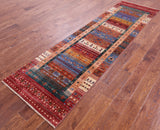 Persian Tribal Gabbeh Handmade Wool Runner Rug - 2' 8" X 9' 8" - Golden Nile