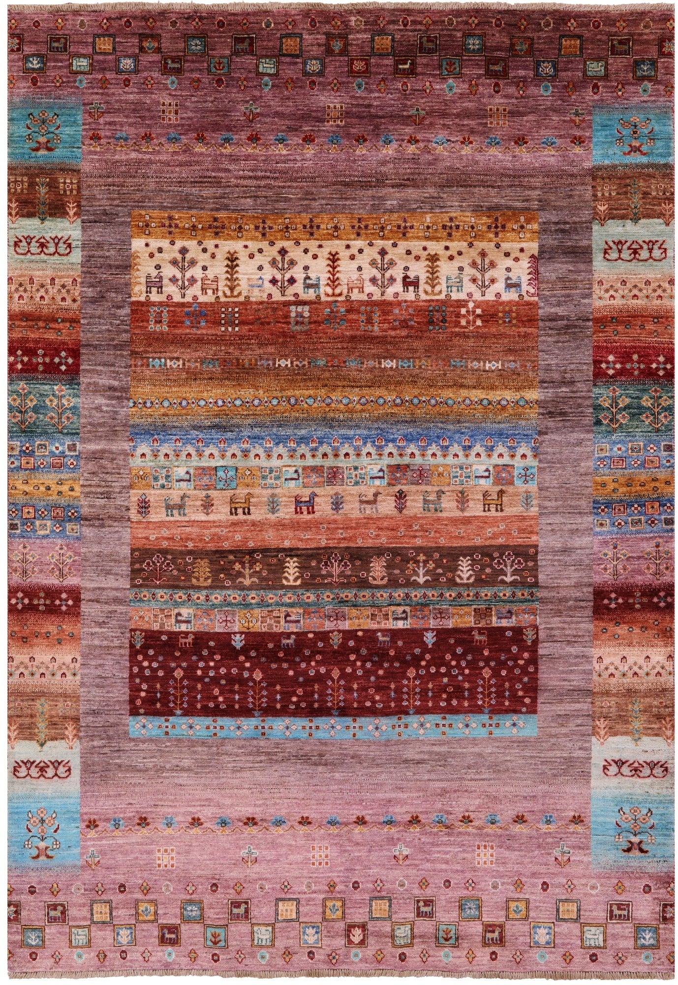 Persian Gabbeh Tribal Hand Knotted Wool Rug - 5' 8" X 7' 11" - Golden Nile