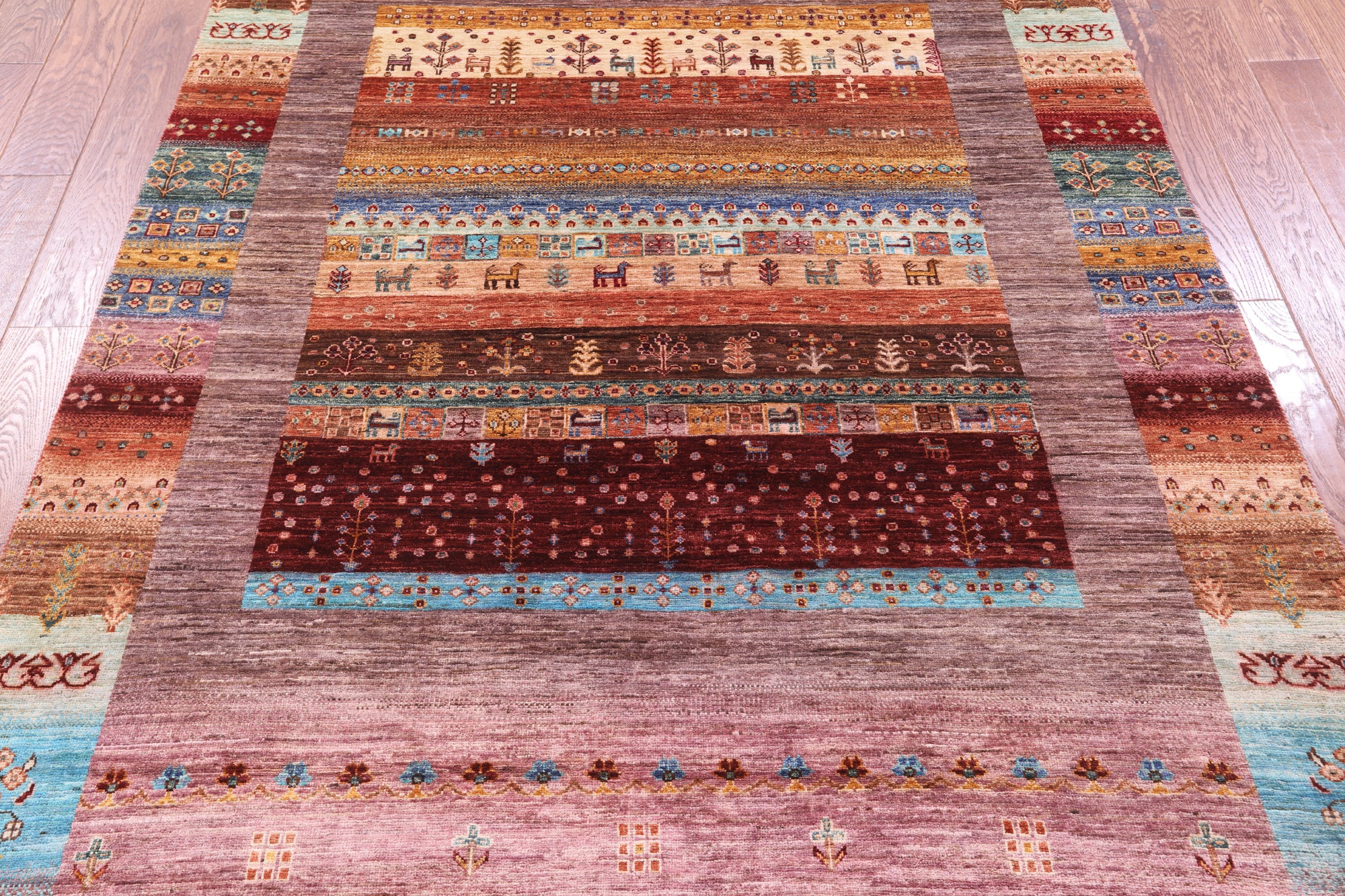 Persian Gabbeh Tribal Hand Knotted Wool Rug - 5' 8" X 7' 11" - Golden Nile