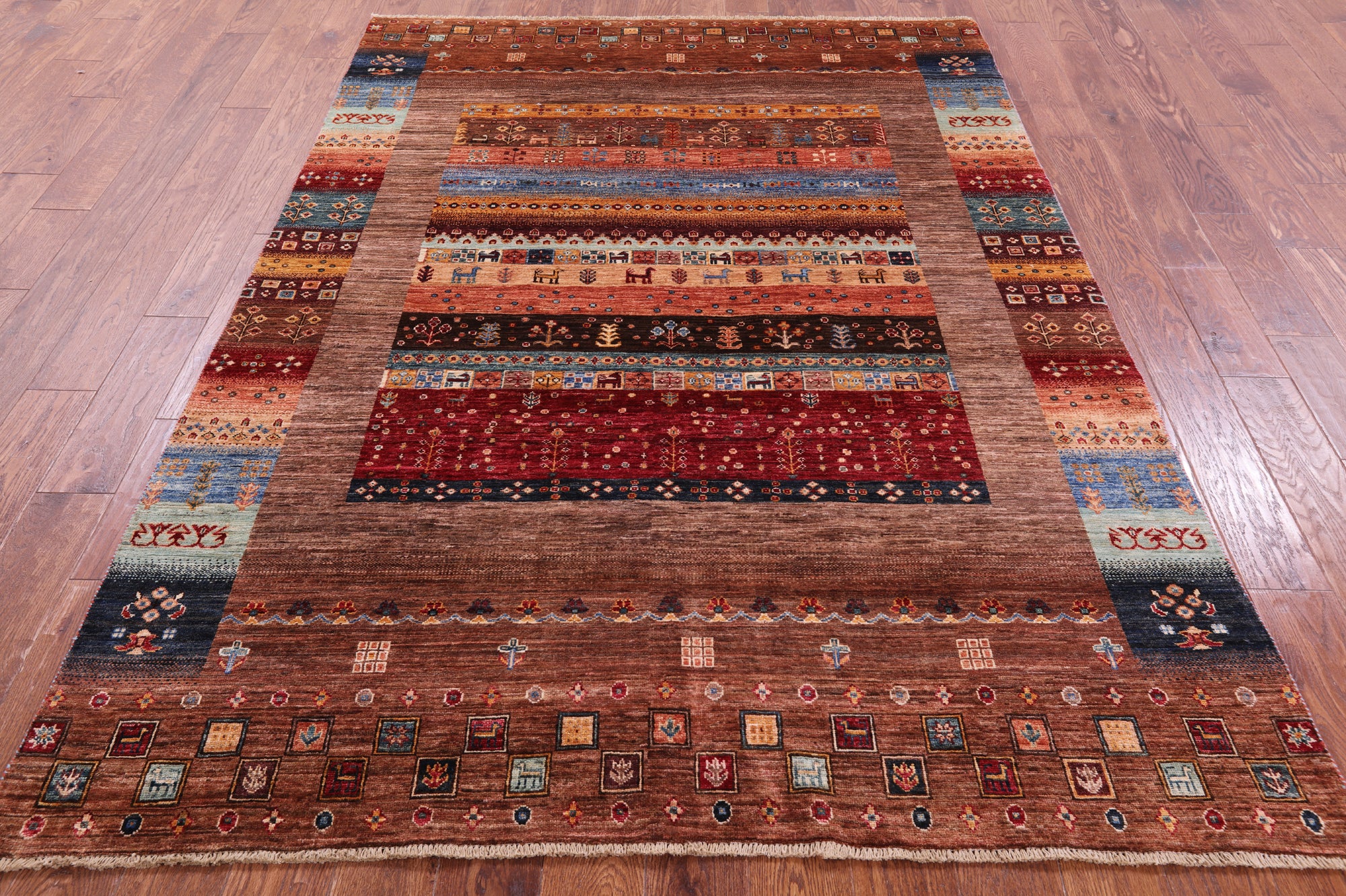 Tribal Persian Gabbeh Hand Knotted Wool Rug - 5' 8" X 7' 10" - Golden Nile