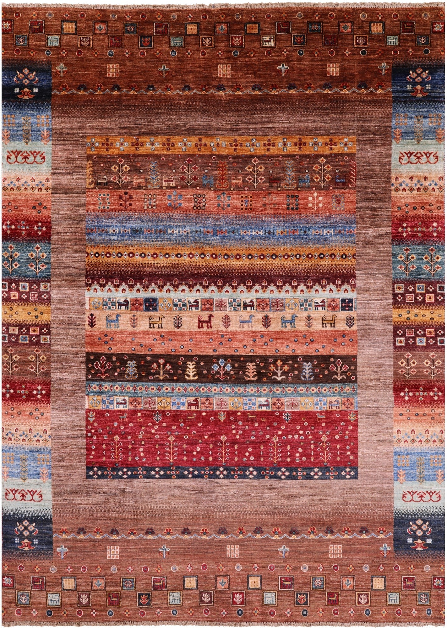 Tribal Persian Gabbeh Hand Knotted Wool Rug - 5' 8" X 7' 10" - Golden Nile