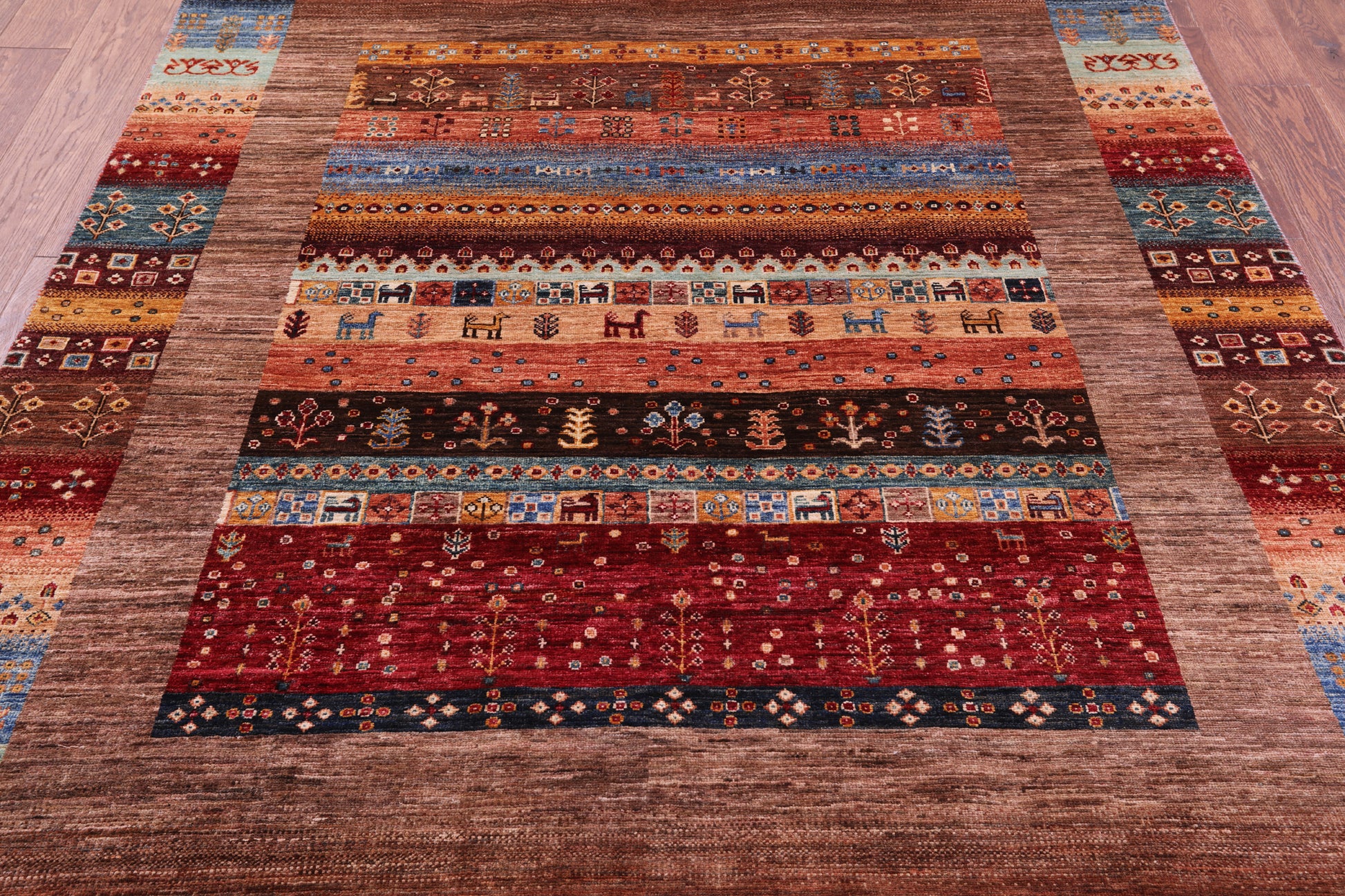 Tribal Persian Gabbeh Hand Knotted Wool Rug - 5' 8" X 7' 10" - Golden Nile