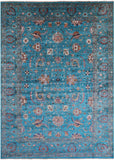 Blue Peshawar Hand Knotted Wool Rug - 8' 11" X 12' 5" - Golden Nile