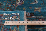 Blue Peshawar Hand Knotted Wool Rug - 8' 11" X 12' 5" - Golden Nile