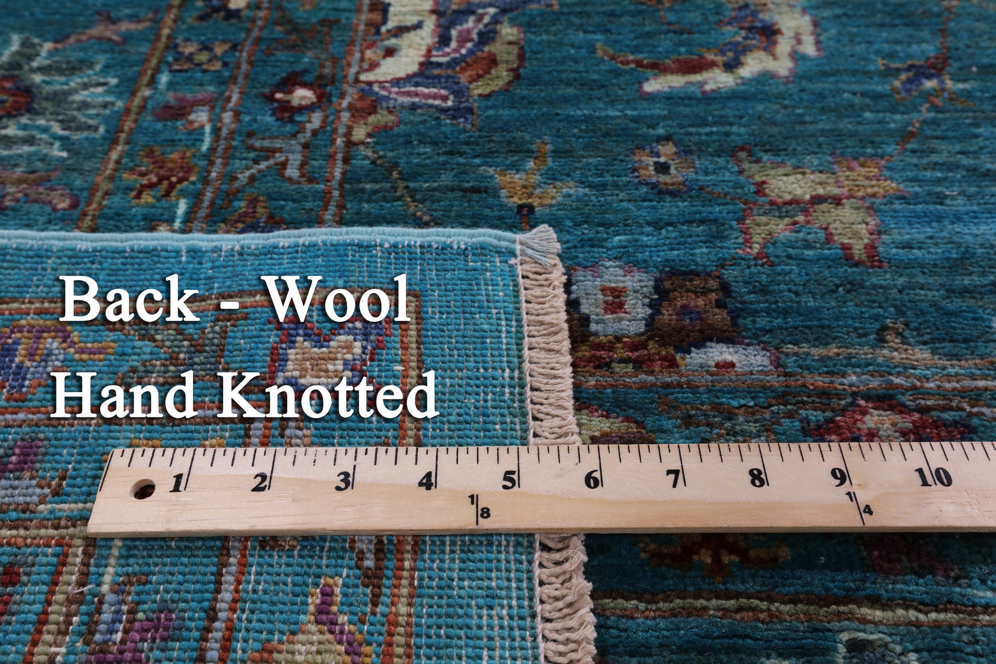 Blue Peshawar Hand Knotted Wool Rug - 8' 11" X 12' 5" - Golden Nile