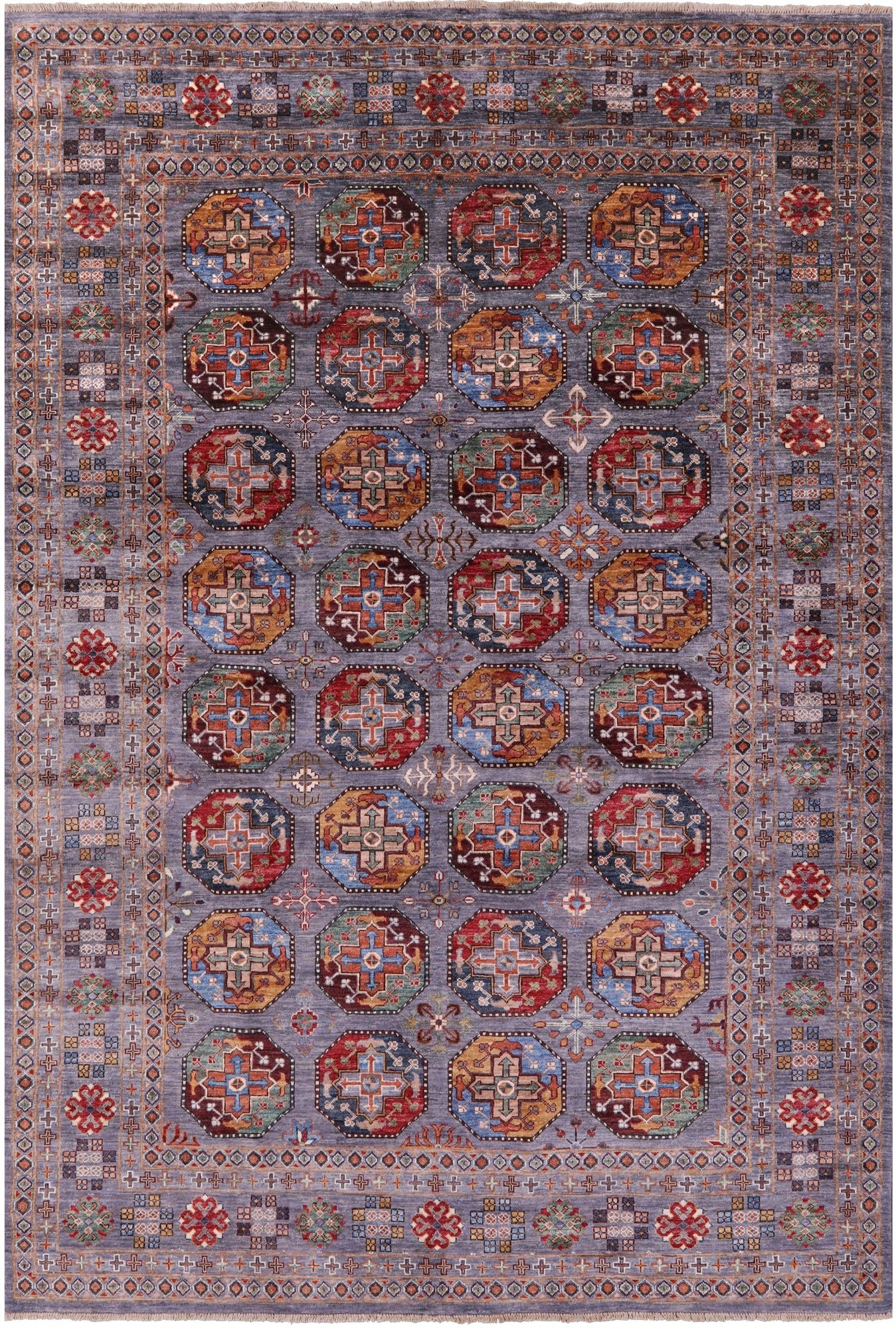 Turkmen Ersari Hand Knotted Wool Rug - 6' 10" X 9' 11" - Golden Nile