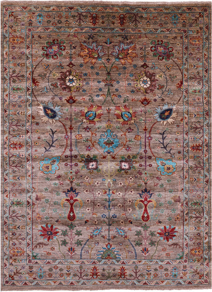 Peshawar Hand Knotted Wool Rug - 5' 1" X 6' 9" - Golden Nile