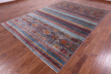 Khorjin Persian Gabbeh Hand Knotted Wool Rug - 8' 0" X 11' 4" - Golden Nile