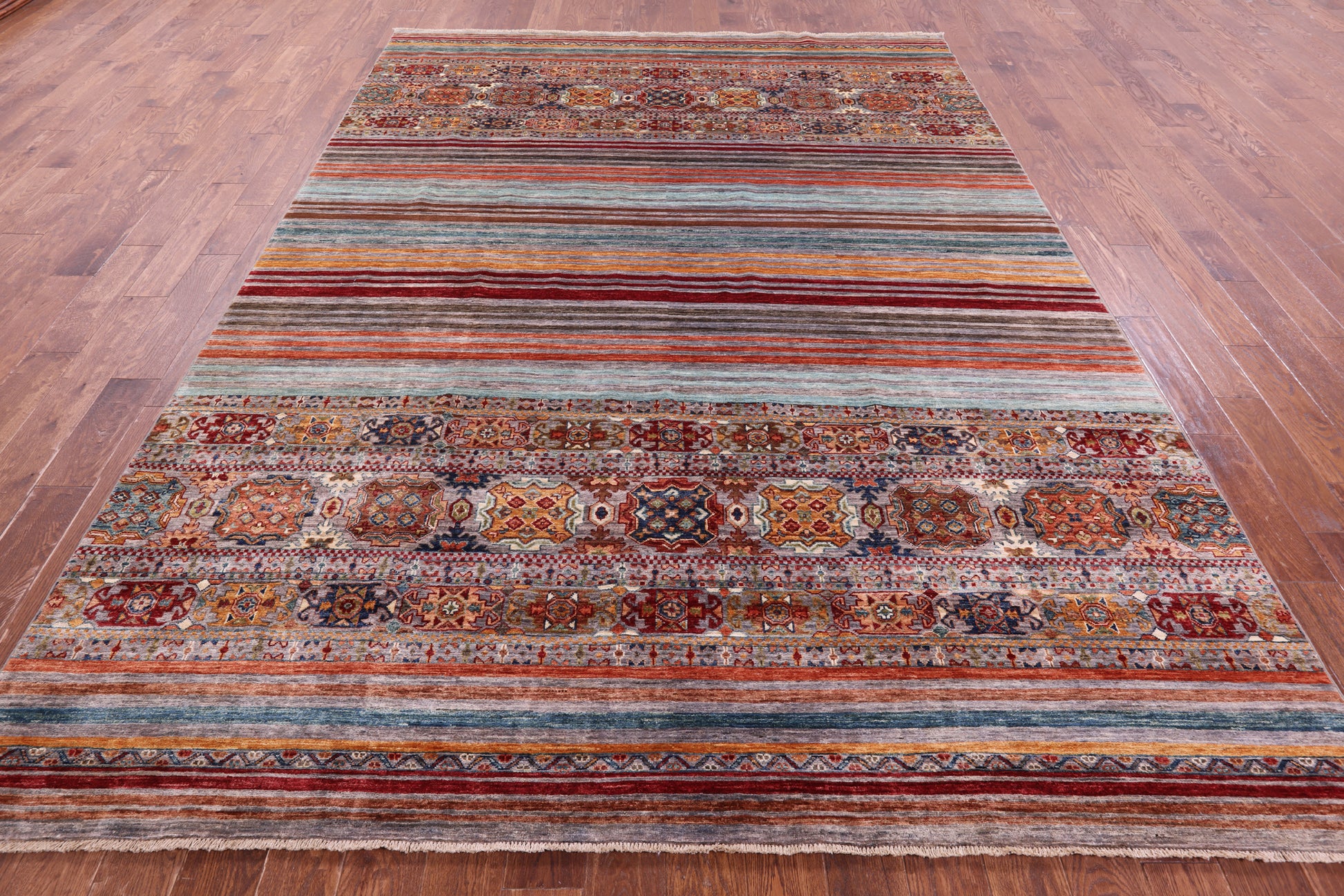 Khorjin Persian Gabbeh Hand Knotted Wool Rug - 8' 1" X 11' 4" - Golden Nile