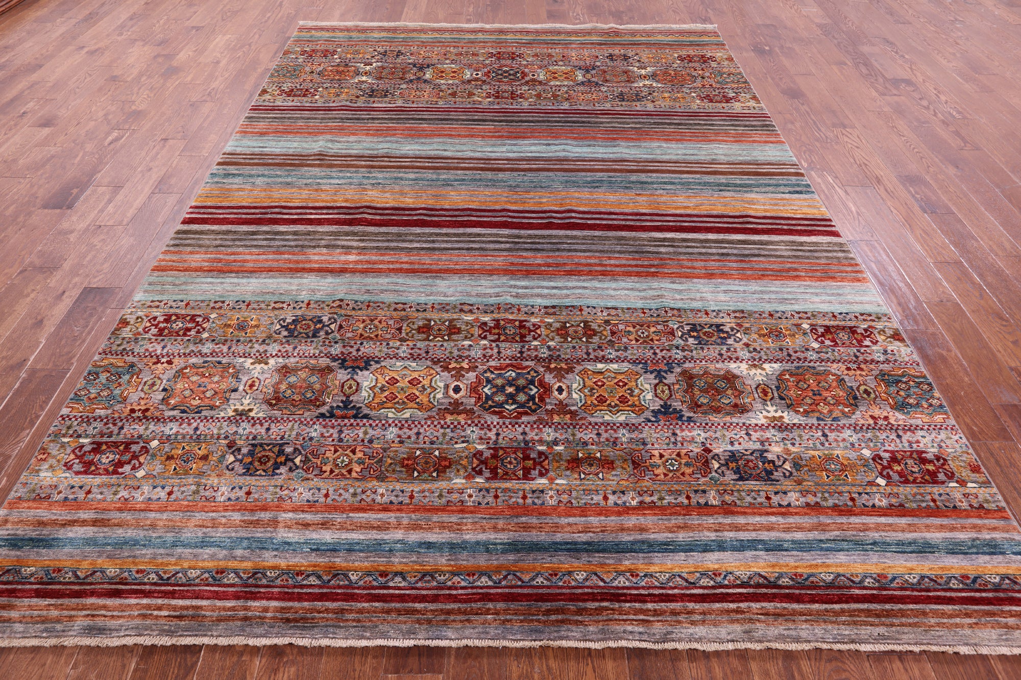 Khorjin Persian Gabbeh Hand Knotted Wool Rug - 8' 1" X 11' 4" - Golden Nile