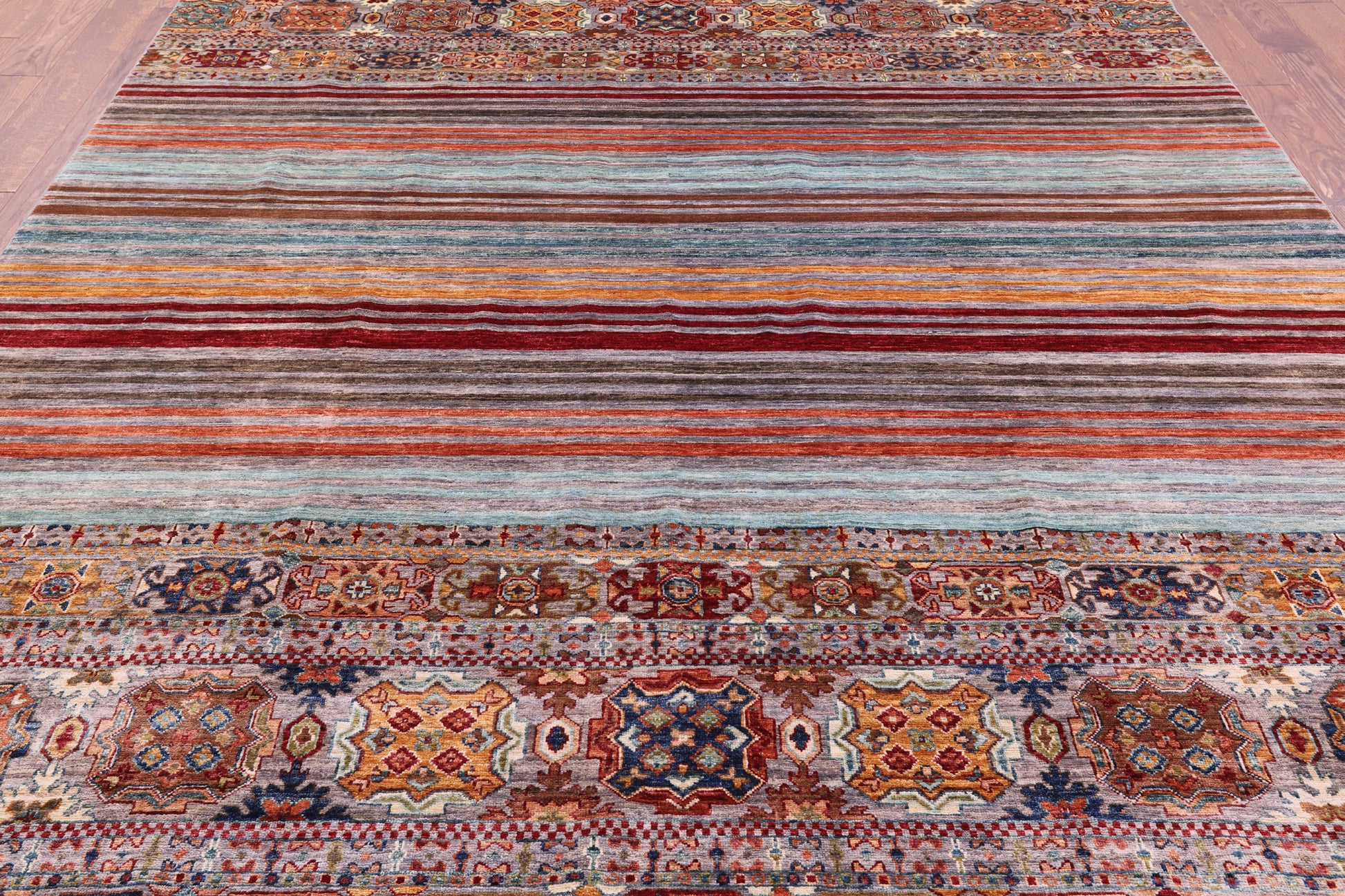 Khorjin Persian Gabbeh Hand Knotted Wool Rug - 8' 1" X 11' 4" - Golden Nile