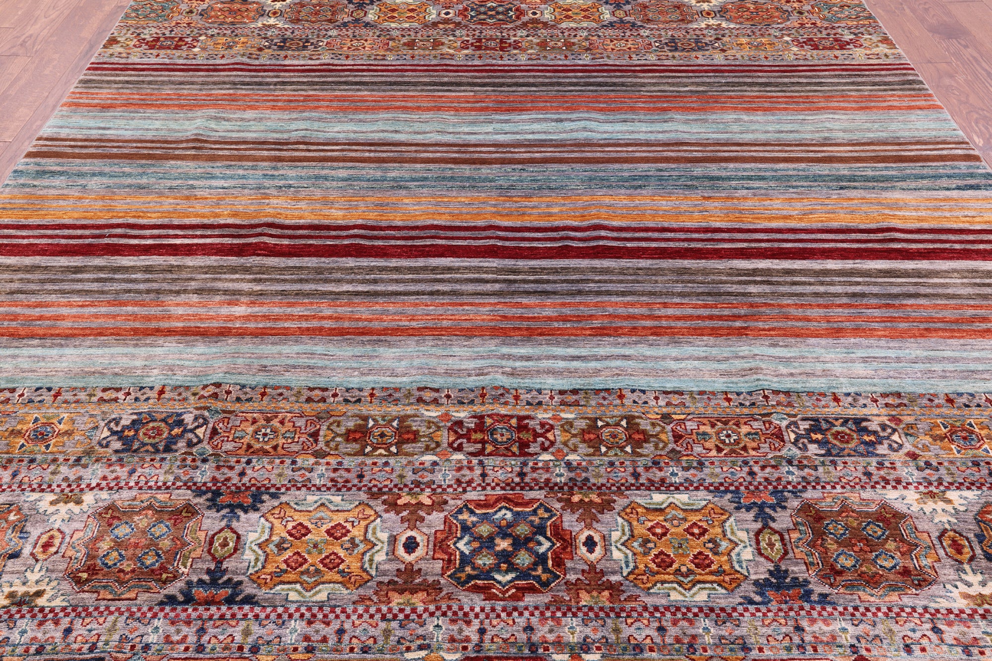 Khorjin Persian Gabbeh Hand Knotted Wool Rug - 8' 1" X 11' 4" - Golden Nile