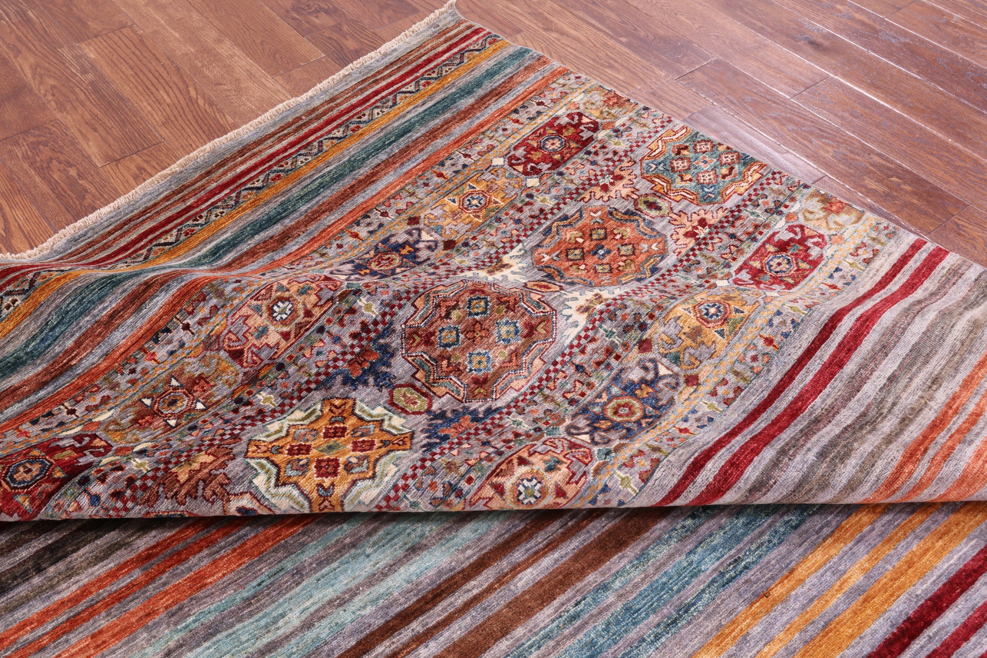 Khorjin Persian Gabbeh Hand Knotted Wool Rug - 8' 1" X 11' 4" - Golden Nile