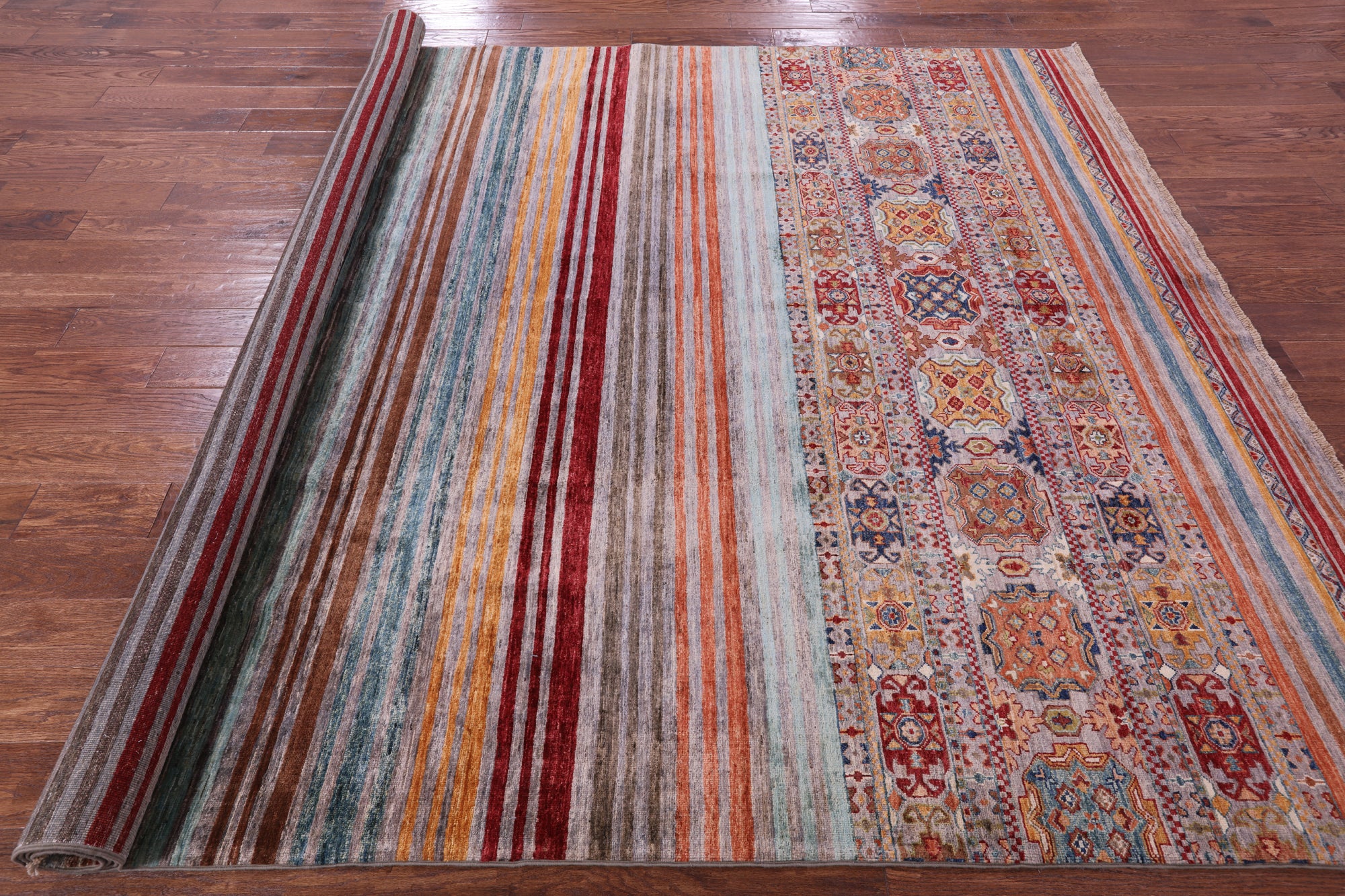Khorjin Persian Gabbeh Hand Knotted Wool Rug - 8' 1" X 11' 4" - Golden Nile