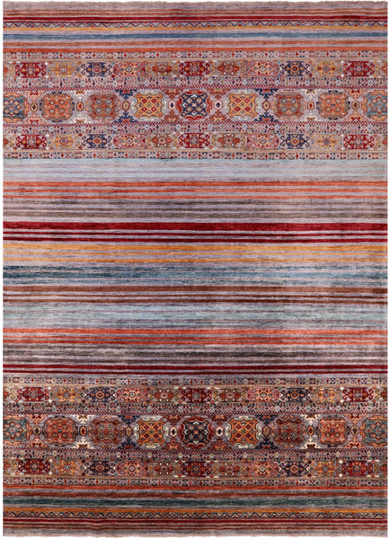 Khorjin Persian Gabbeh Hand Knotted Wool Rug - 8' 1" X 11' 4" - Golden Nile
