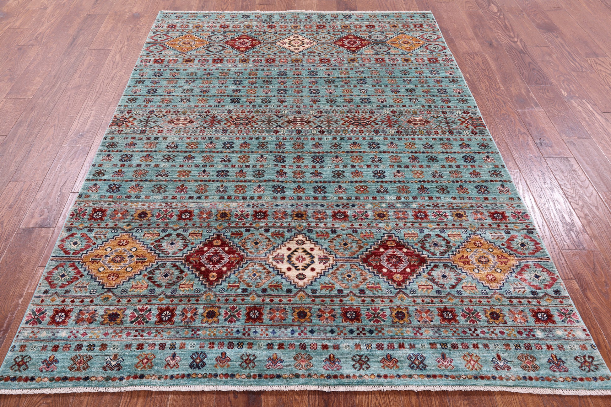 Khorjin Persian Gabbeh Hand Knotted Wool Rug - 5' 7" X 7' 7" - Golden Nile