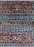 Khorjin Persian Gabbeh Hand Knotted Wool Rug - 5' 7" X 7' 7" - Golden Nile