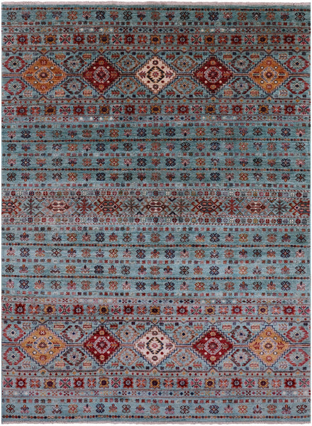 Khorjin Persian Gabbeh Hand Knotted Wool Rug - 5' 7" X 7' 7" - Golden Nile