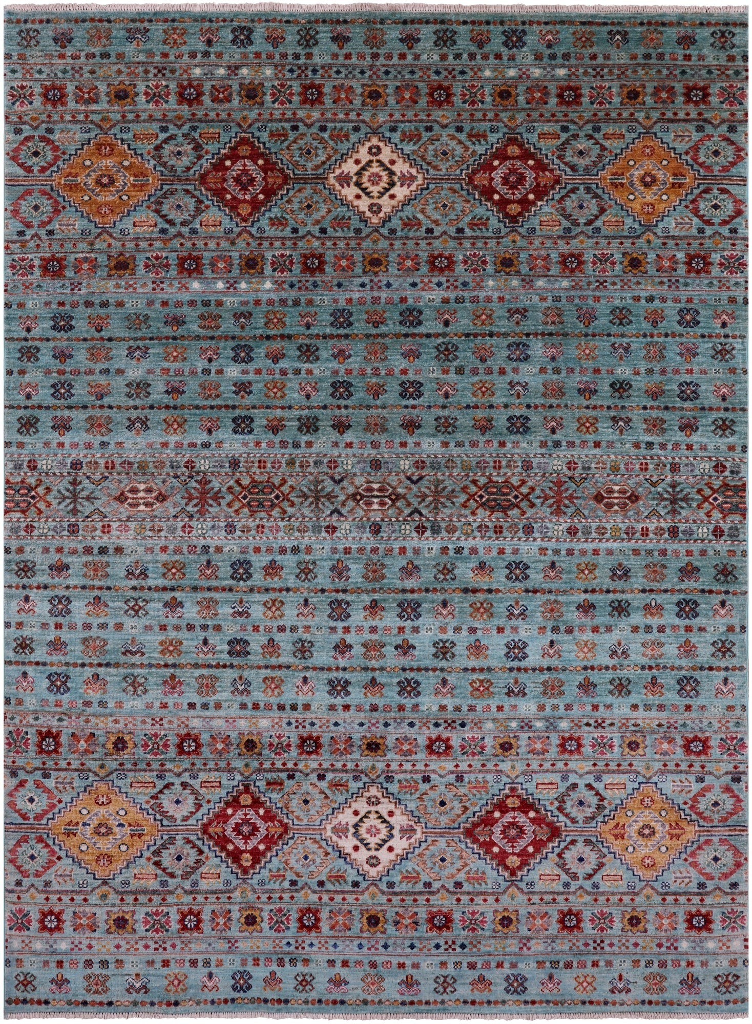 Khorjin Persian Gabbeh Hand Knotted Wool Rug - 5' 7" X 7' 7" - Golden Nile
