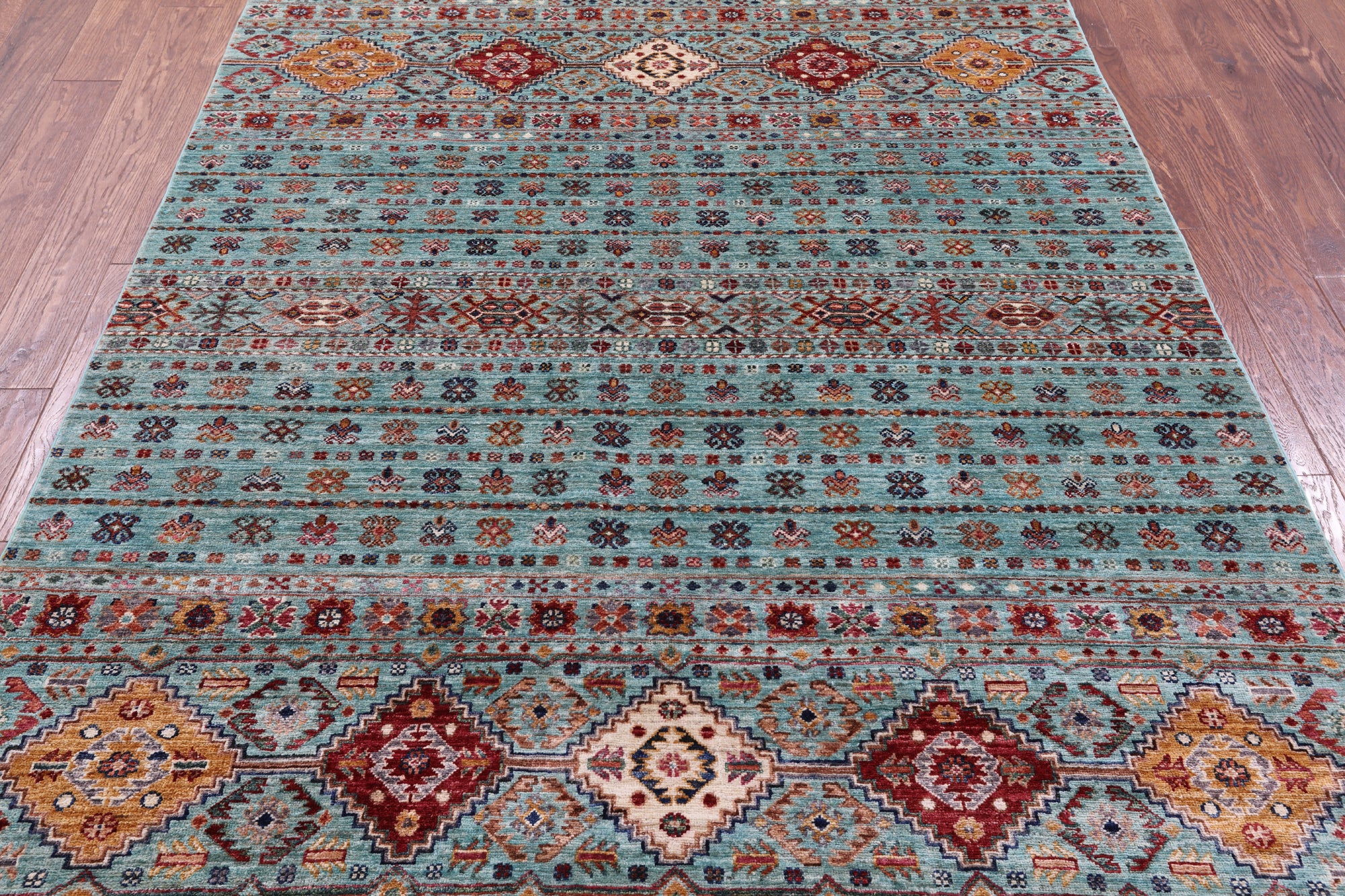 Khorjin Persian Gabbeh Hand Knotted Wool Rug - 5' 7" X 7' 7" - Golden Nile