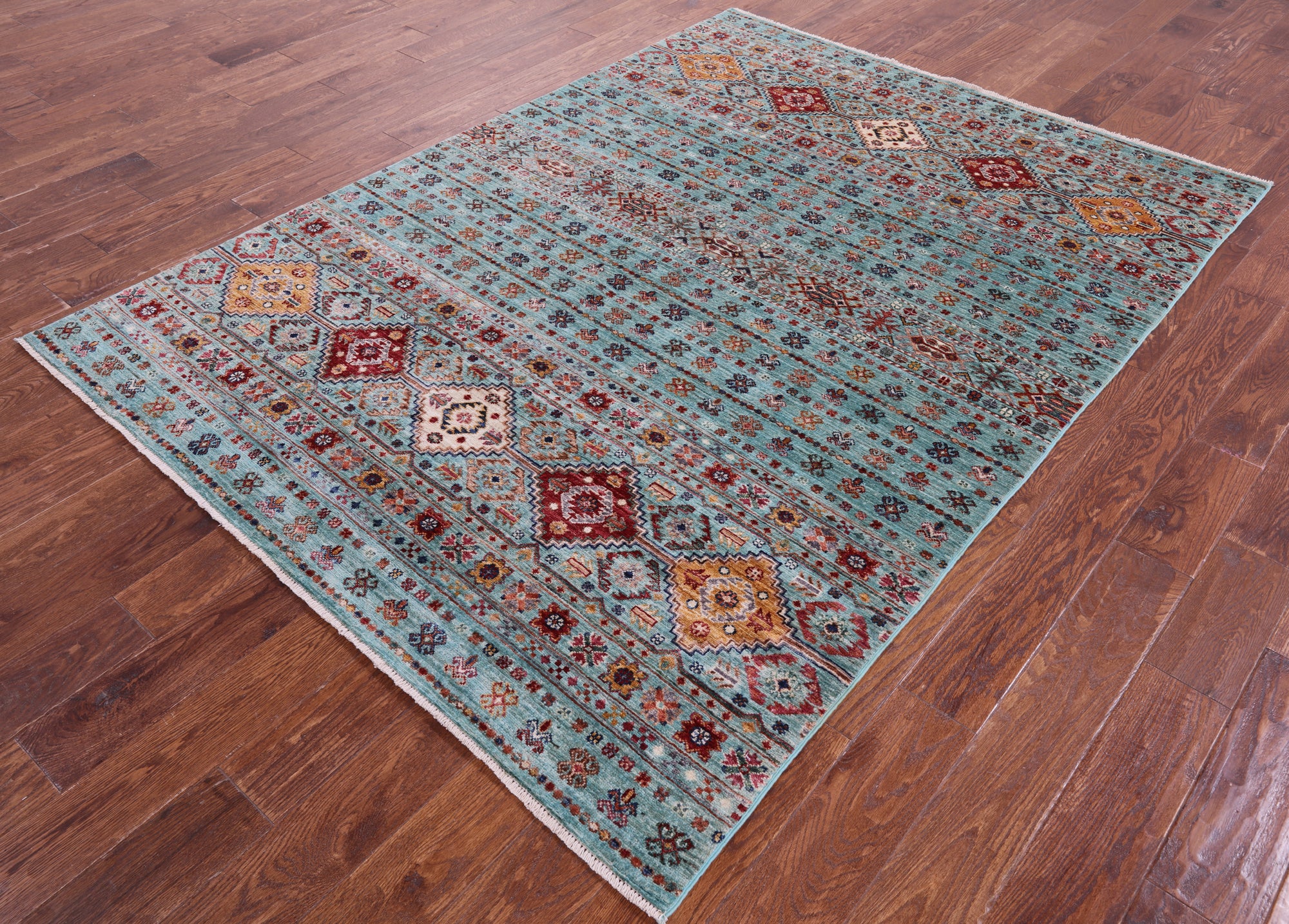 Khorjin Persian Gabbeh Hand Knotted Wool Rug - 5' 7" X 7' 7" - Golden Nile