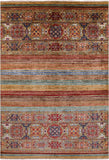 Khorjin Persian Gabbeh Hand Knotted Wool Rug - 5' 7" X 8' 0" - Golden Nile