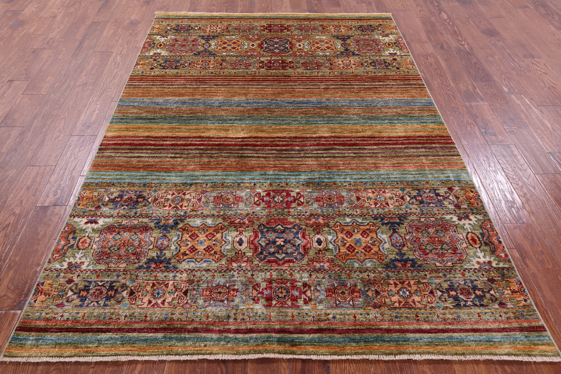 Khorjin Persian Gabbeh Hand Knotted Wool Rug - 5' 7" X 8' 0" - Golden Nile