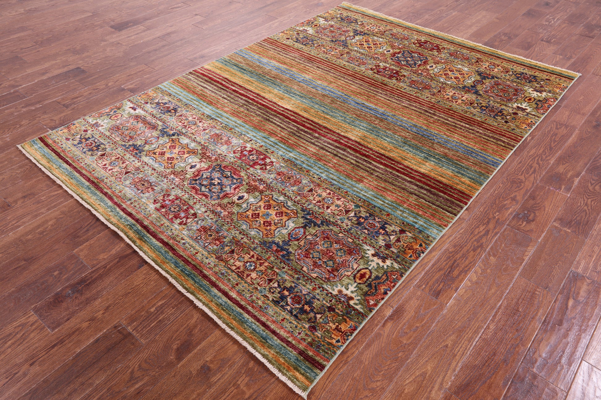Khorjin Persian Gabbeh Hand Knotted Wool Rug - 5' 7" X 8' 0" - Golden Nile