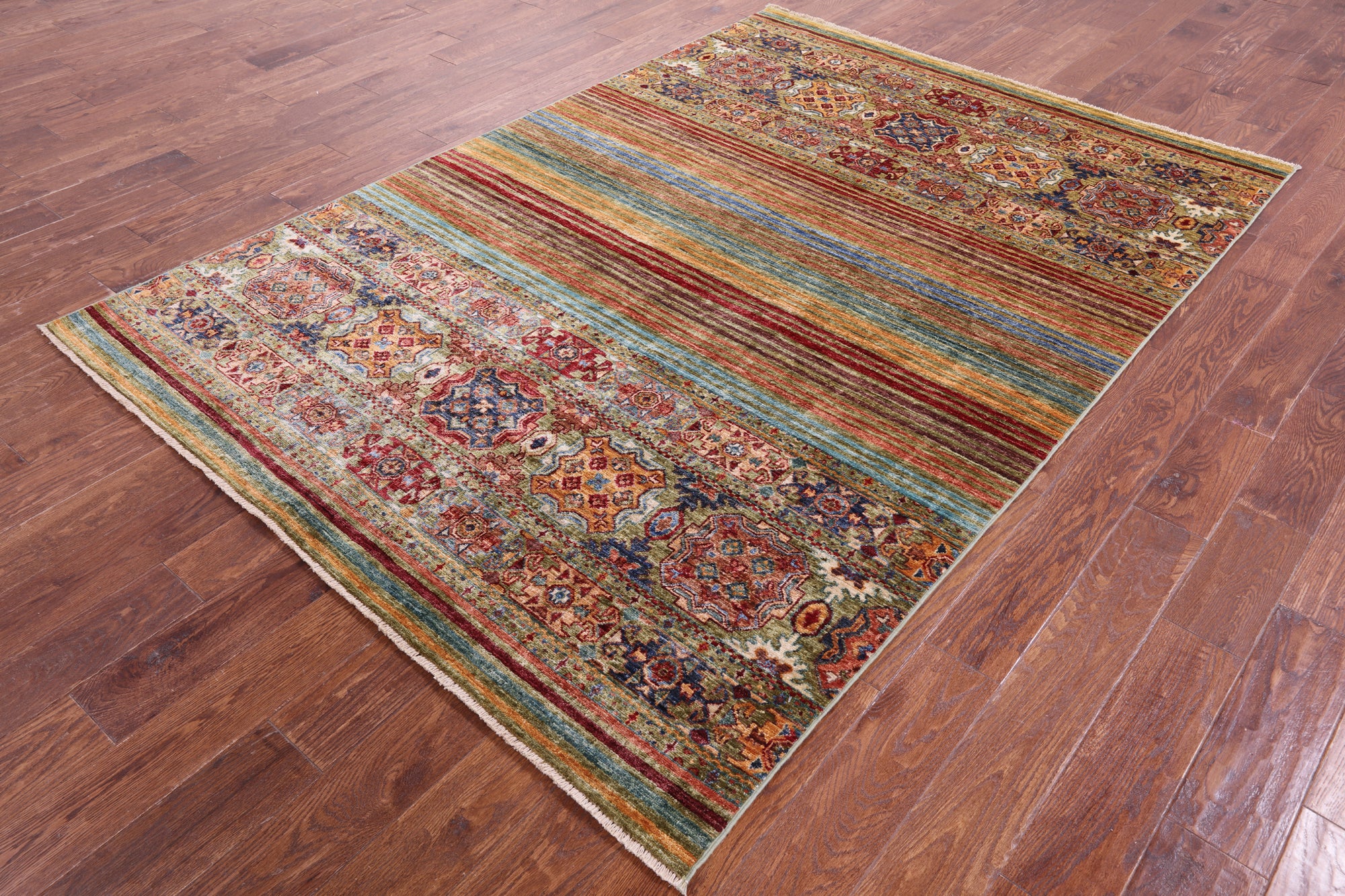 Khorjin Persian Gabbeh Hand Knotted Wool Rug - 5' 7" X 8' 0" - Golden Nile