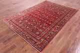 Red Tribal Persian Gabbeh Hand Knotted Wool Rug - 5' 6" X 8' 3" - Golden Nile